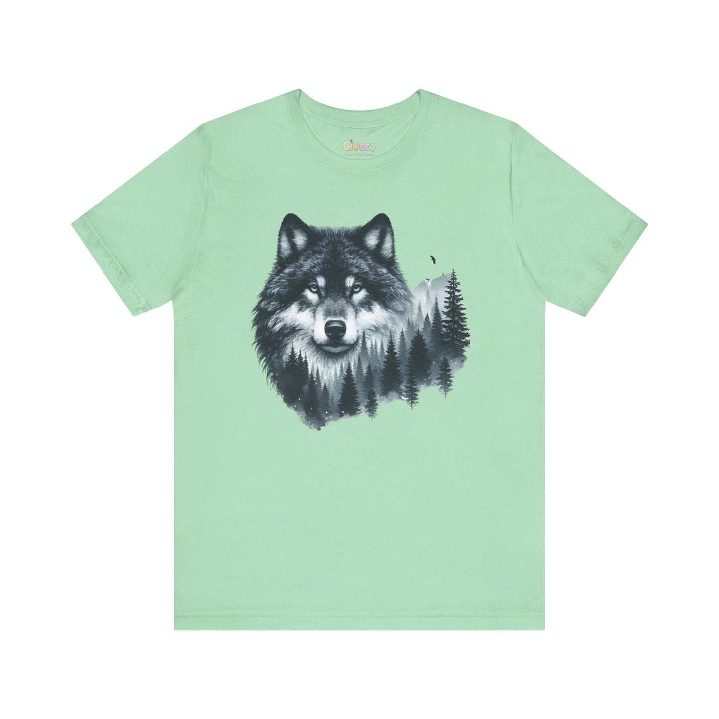 Wolf im Wald Unisex Grafik T-Shirt