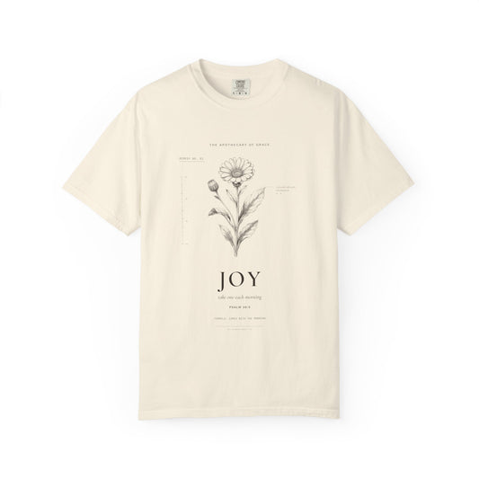 Joy - Vintage Botanical Scripture Unisex T-Shirt, Psalm 30:5 Bible Verse Tee, Christian Gift for Encouragement, Editorial Faith Apparel