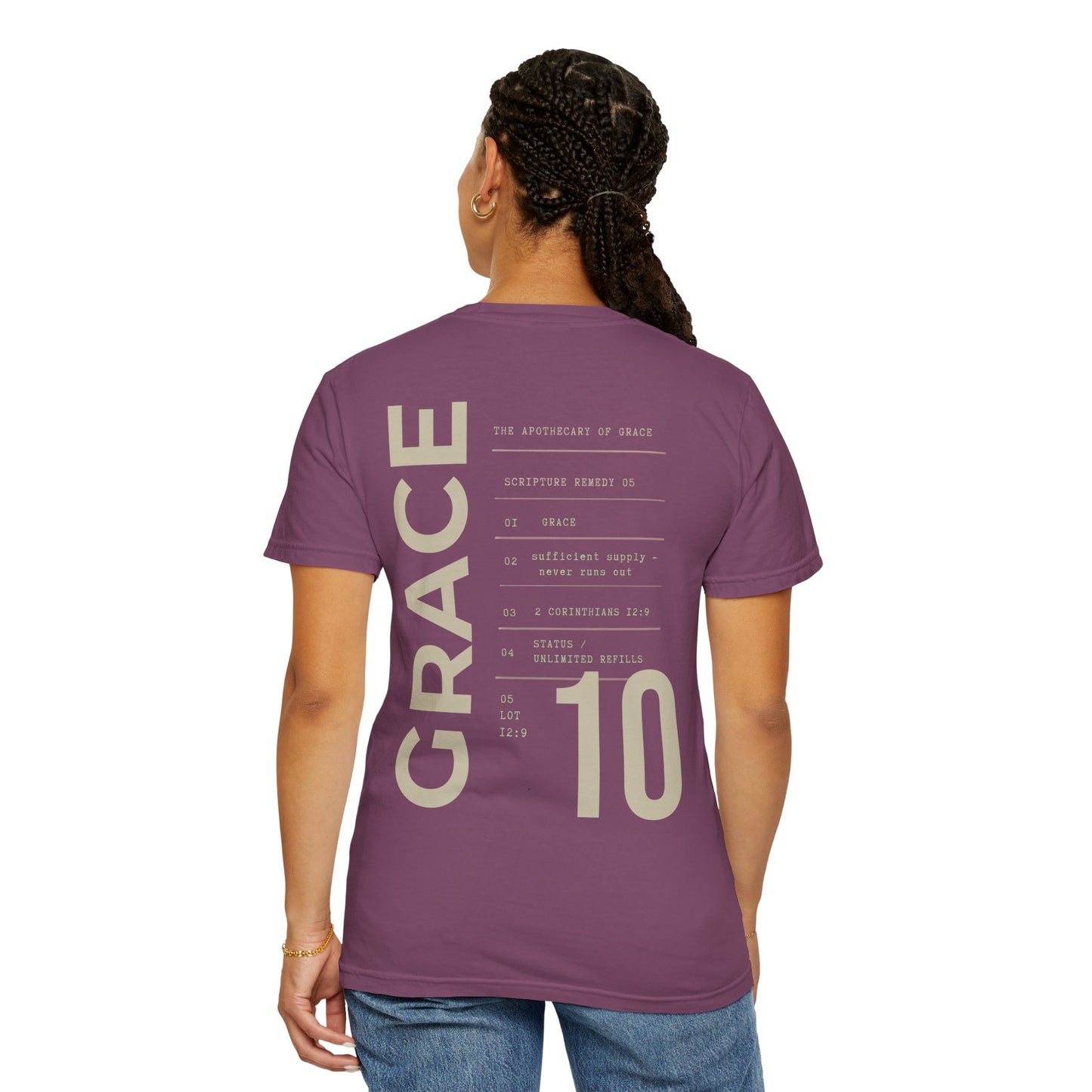 Grace - Personalized Number Scripture Unisex T-Shirt, 2 Corinthians 12:9 Bible Verse Tee, Christian Gift for Recovery, Modern Streetwear Faith