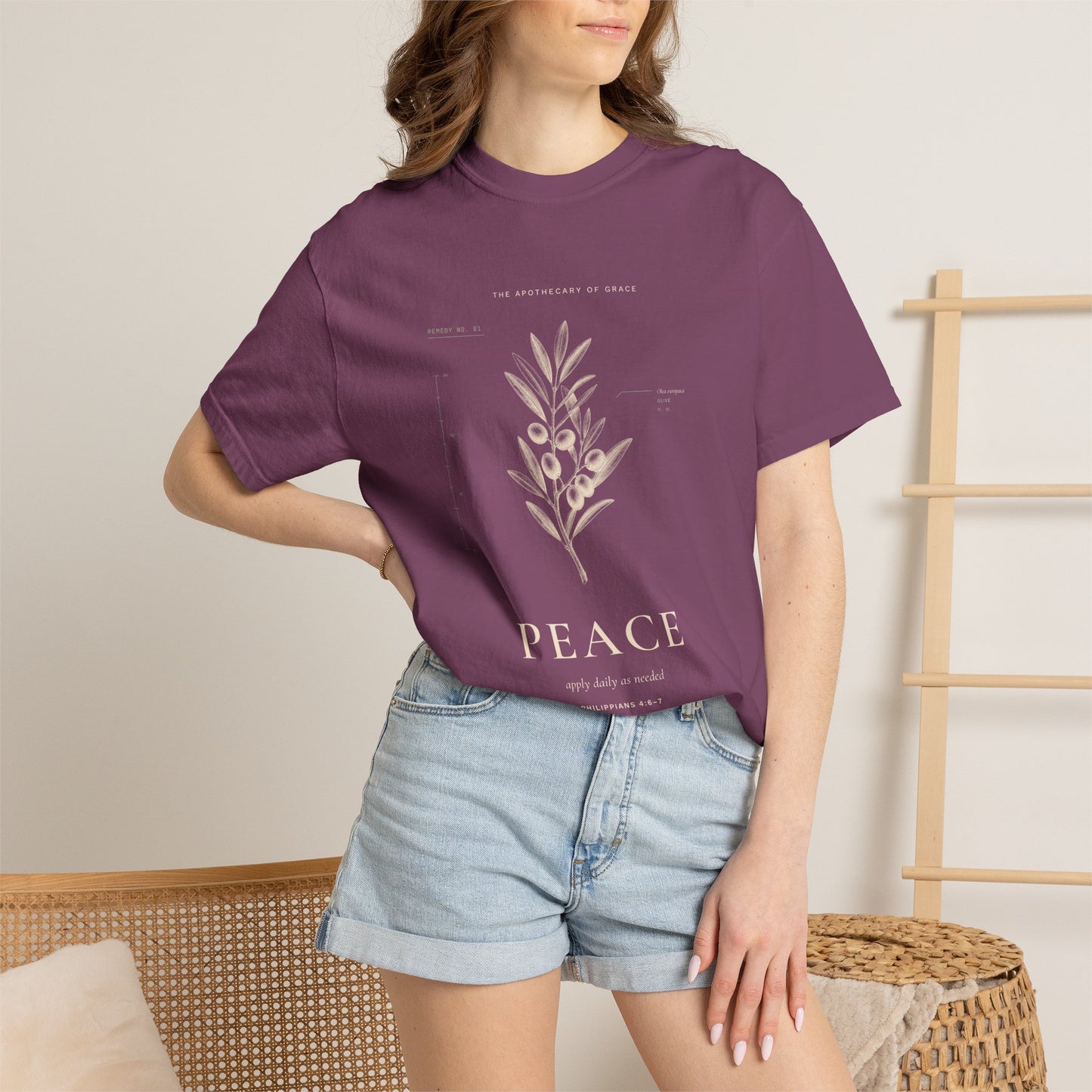 Peace - Vintage Botanical Scripture Unisex T-Shirt, Philippians 4:6-7 Bible Verse Tee, Christian Gift for Anxiety, Editorial Faith Apparel
