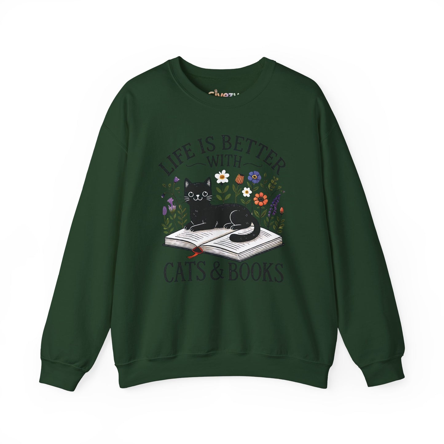 Life Is Better With Cats & Books Rundhals-Sweatshirt