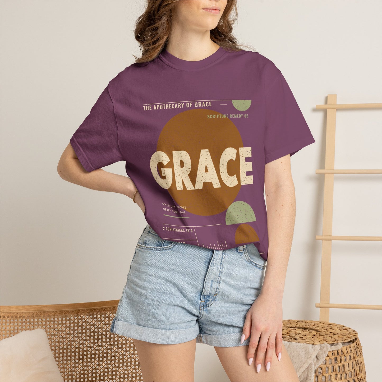 Grace - Retro Mid-Century Scripture Unisex T-Shirt, 2 Corinthians 12:9 Bible Verse Tee, Christian Gift for Recovery, Modern Graphic Faith Apparel