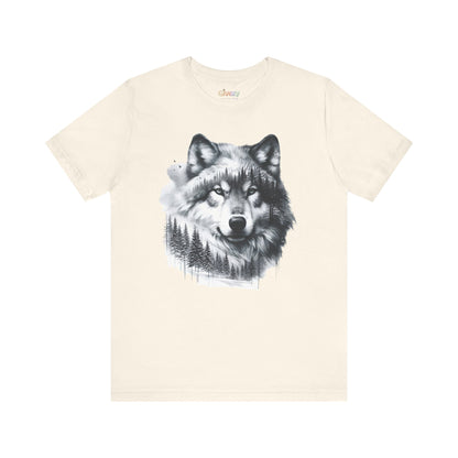 Monochromer Wolf Wald Unisex Grafik T-Shirt