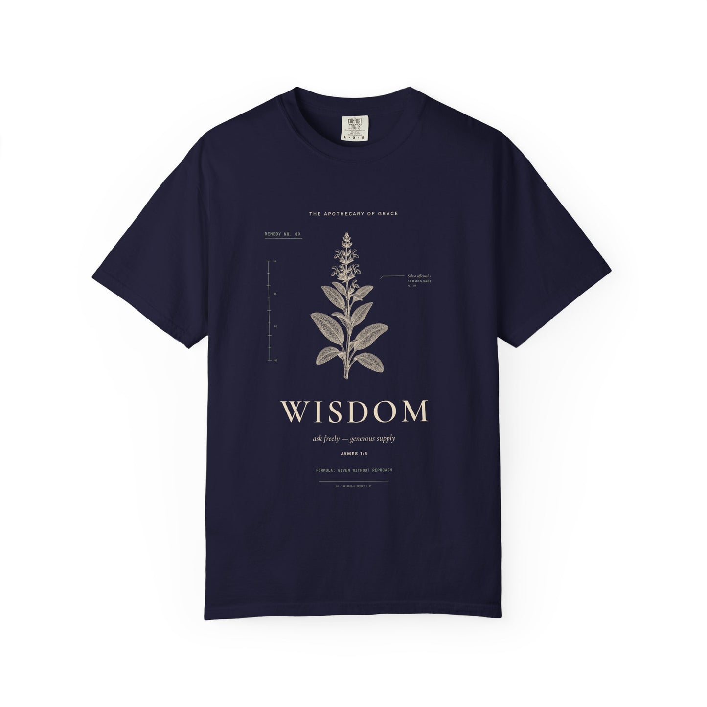 Wisdom - Vintage Botanical Scripture Unisex T-Shirt, James 1:5 Bible Verse Tee, Christian Gift for Graduation, Editorial Faith Apparel