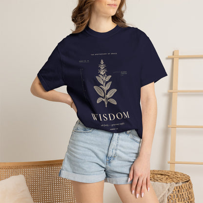 Wisdom - Vintage Botanical Scripture Unisex T-Shirt, James 1:5 Bible Verse Tee, Christian Gift for Graduation, Editorial Faith Apparel