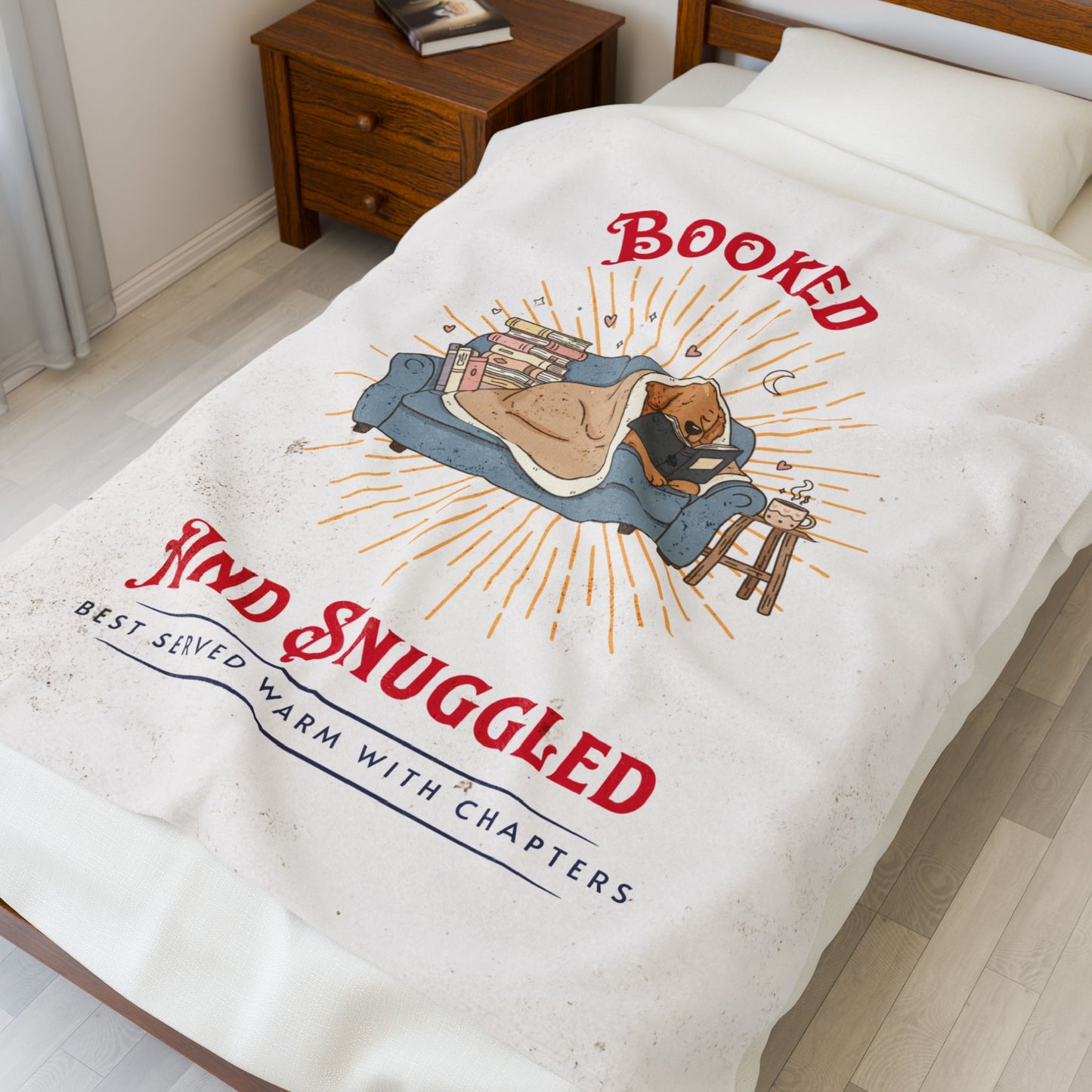 Booked and Snuggled Kuschelige Ultraweiche Velours-Decke