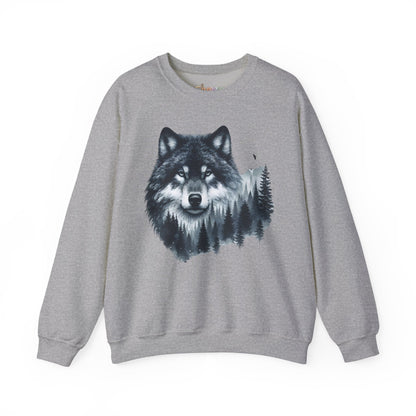 Mitternachtswolf Wald Unisex Rundhals-Sweatshirt