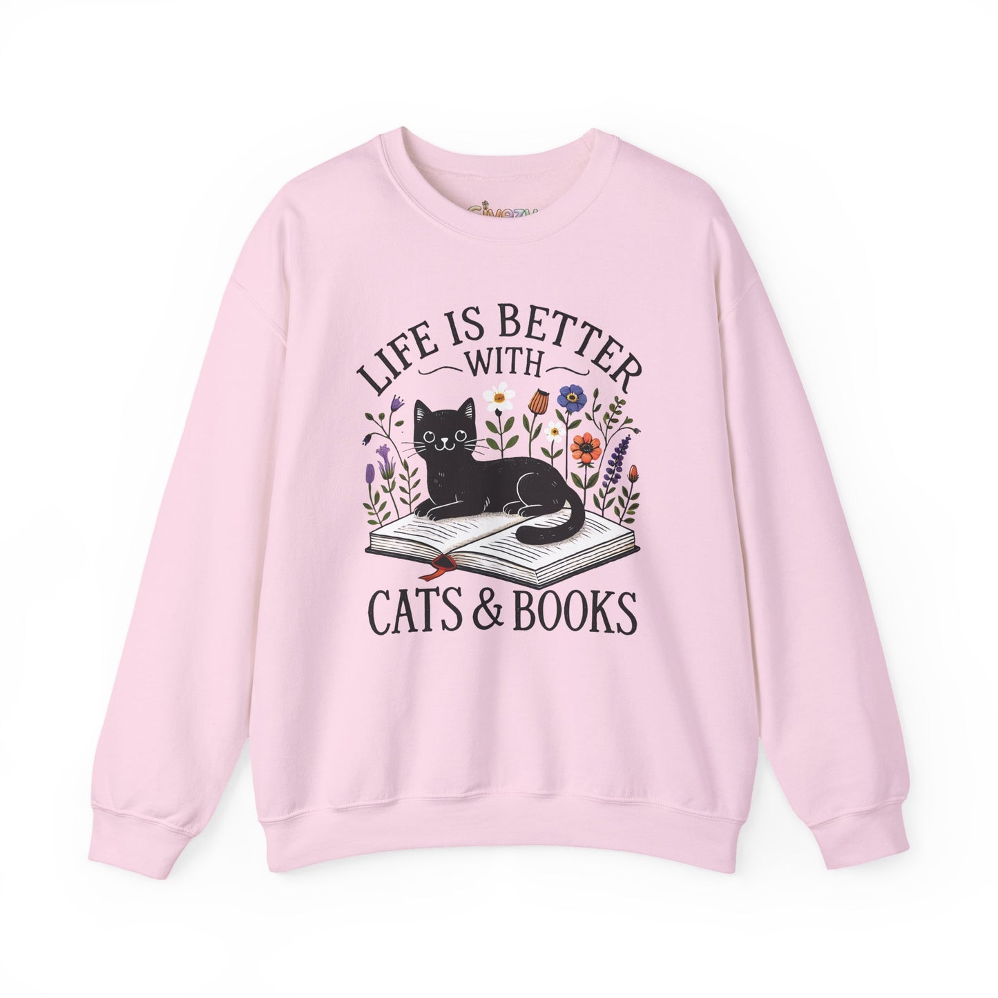 Life Is Better With Cats & Books Rundhals-Sweatshirt