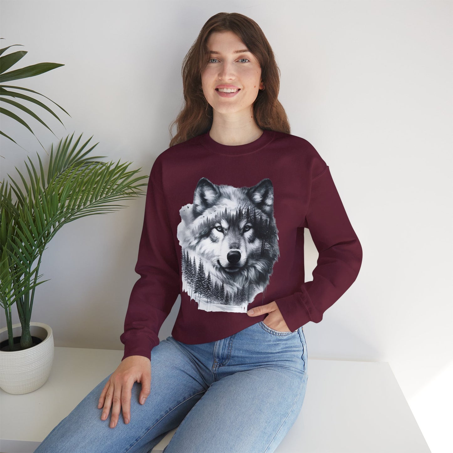 Forest Wolf Unisex Rundhals-Sweatshirt