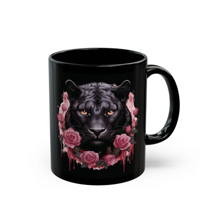 Panther Rose – Schwarze Tasse (325ml/444ml)