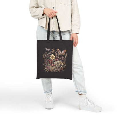 Wildflower, Sunflower & Butterfly - Canvas Tote Bag (2 Colors)