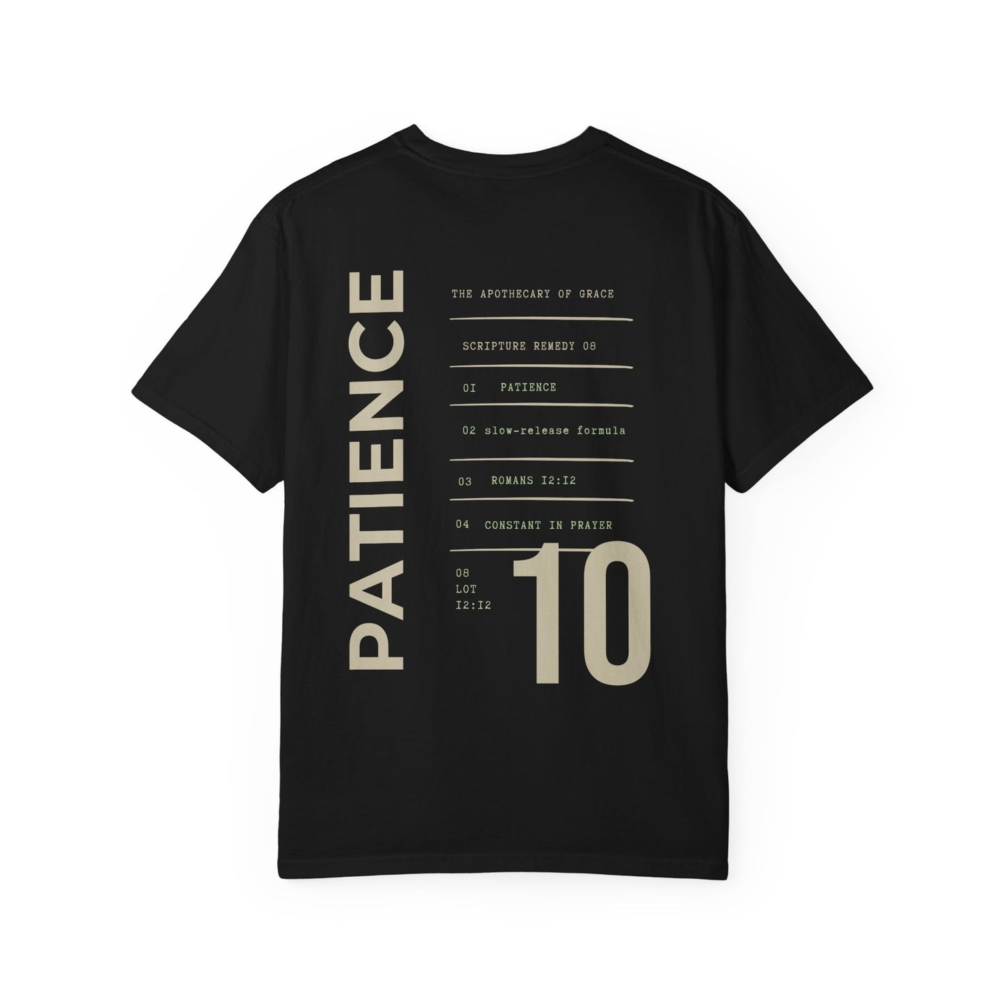 Patience - Personalized Number Scripture Unisex T-Shirt, Romans 12:12 Bible Verse Tee, Christian Gift for Waiting, Modern Streetwear Faith