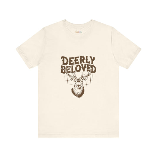 T-Shirt mit Hirschmotiv „Deerly Beloved“ – Unisex