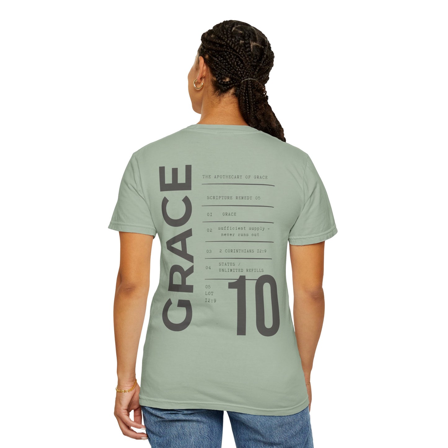 Grace - Personalized Number Scripture Unisex T-Shirt, 2 Corinthians 12:9 Bible Verse Tee, Christian Gift for Recovery, Modern Streetwear Faith