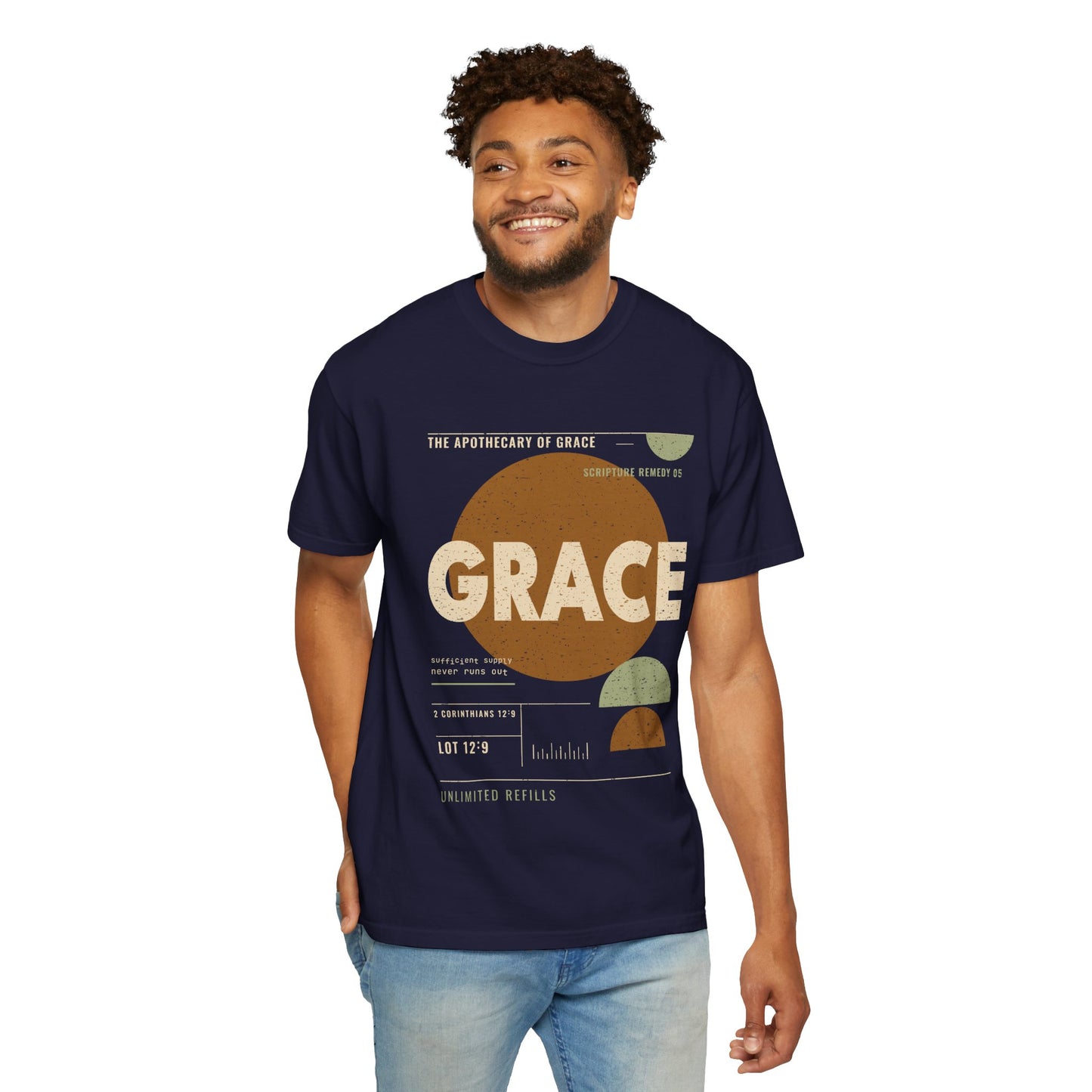 Grace - Retro Mid-Century Scripture Unisex T-Shirt, 2 Corinthians 12:9 Bible Verse Tee, Christian Gift for Recovery, Modern Graphic Faith Apparel