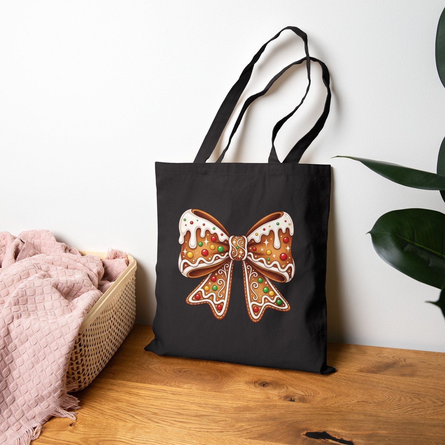 Gingerbread Bow - Canvas Tote Bag (2 Colors)