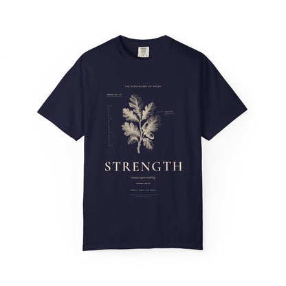 Strength - Vintage Botanical Scripture Unisex T-Shirt, Isaiah 40:31 Bible Verse Tee, Christian Gift for Caregivers, Editorial Faith Apparel