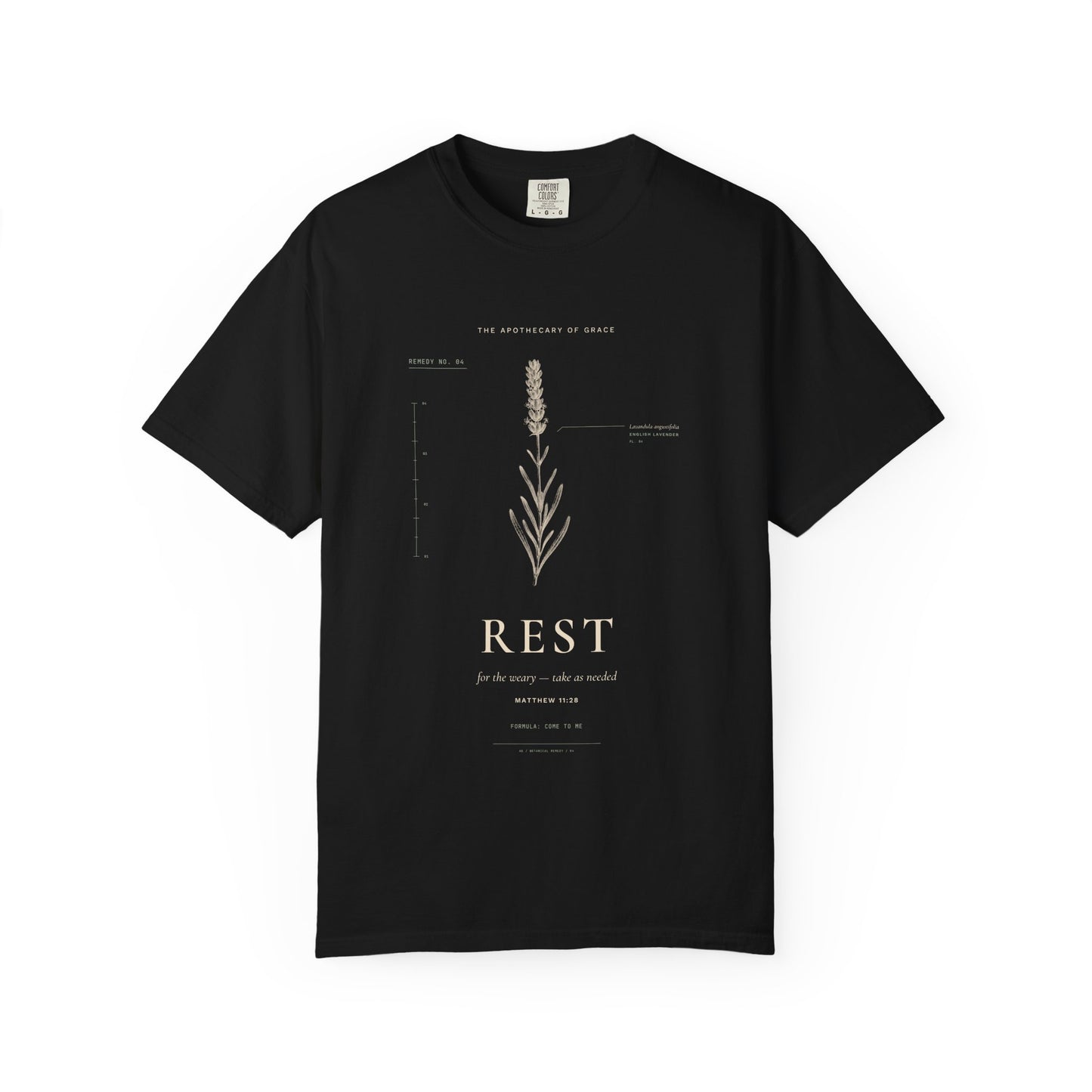 Rest - Vintage Botanical Scripture Unisex T-Shirt, Matthew 11:28 Bible Verse Tee, Christian Gift for Burnout, Editorial Faith Apparel