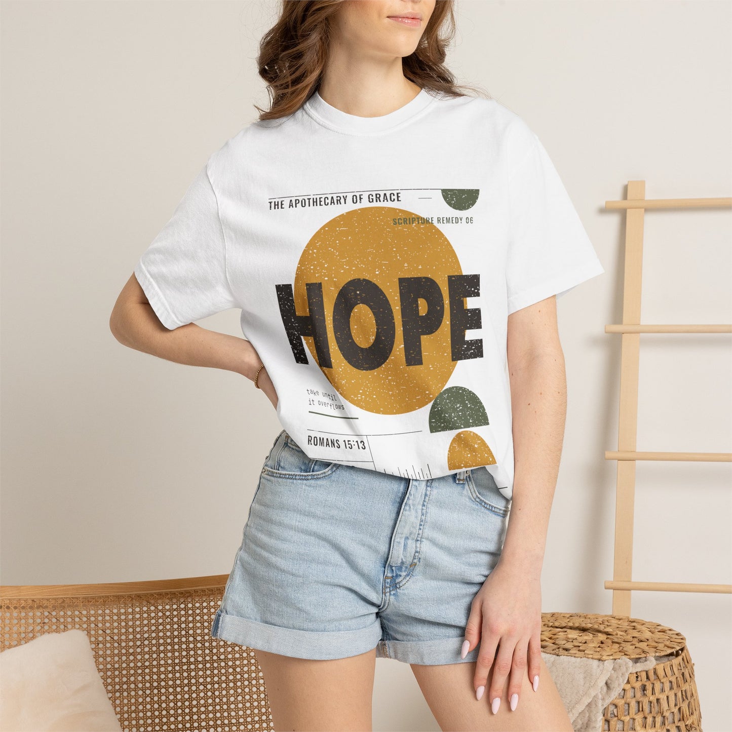 Hope - Retro Mid-Century Scripture Unisex T-Shirt, Romans 15:13 Bible Verse Tee, Christian Gift for Long Waits, Modern Graphic Faith Apparel