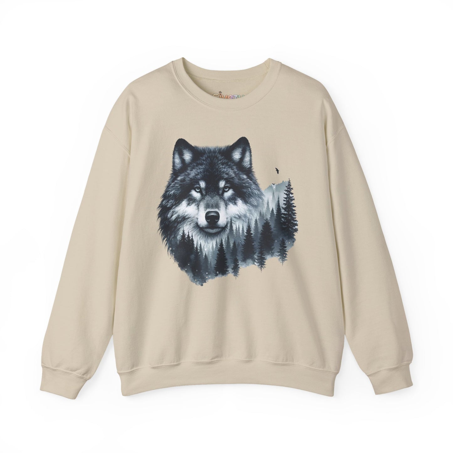 Mitternachtswolf Wald Unisex Rundhals-Sweatshirt