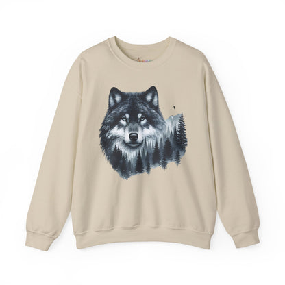 Mitternachtswolf Wald Unisex Rundhals-Sweatshirt
