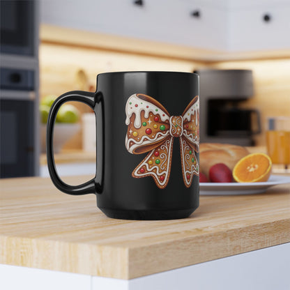 Gingerbread Bow - Black Mug (11oz/15oz)