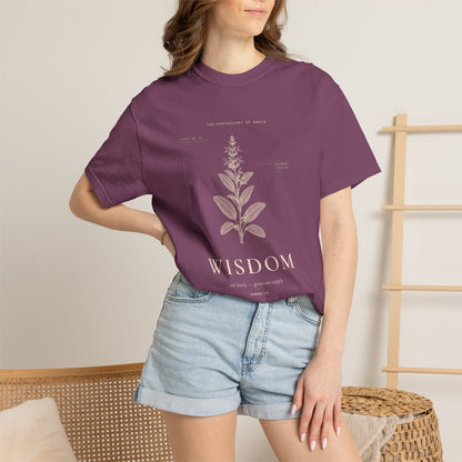 Wisdom - Vintage Botanical Scripture Unisex T-Shirt, James 1:5 Bible Verse Tee, Christian Gift for Graduation, Editorial Faith Apparel