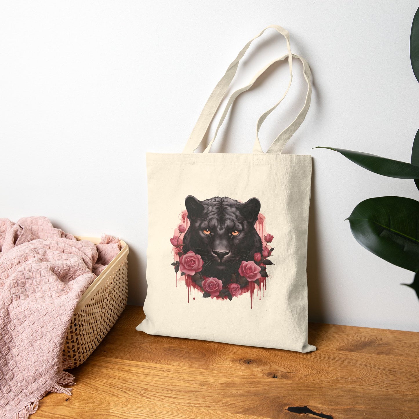 Panther Rose – Einkaufstasche aus Segeltuch (2 Farben)