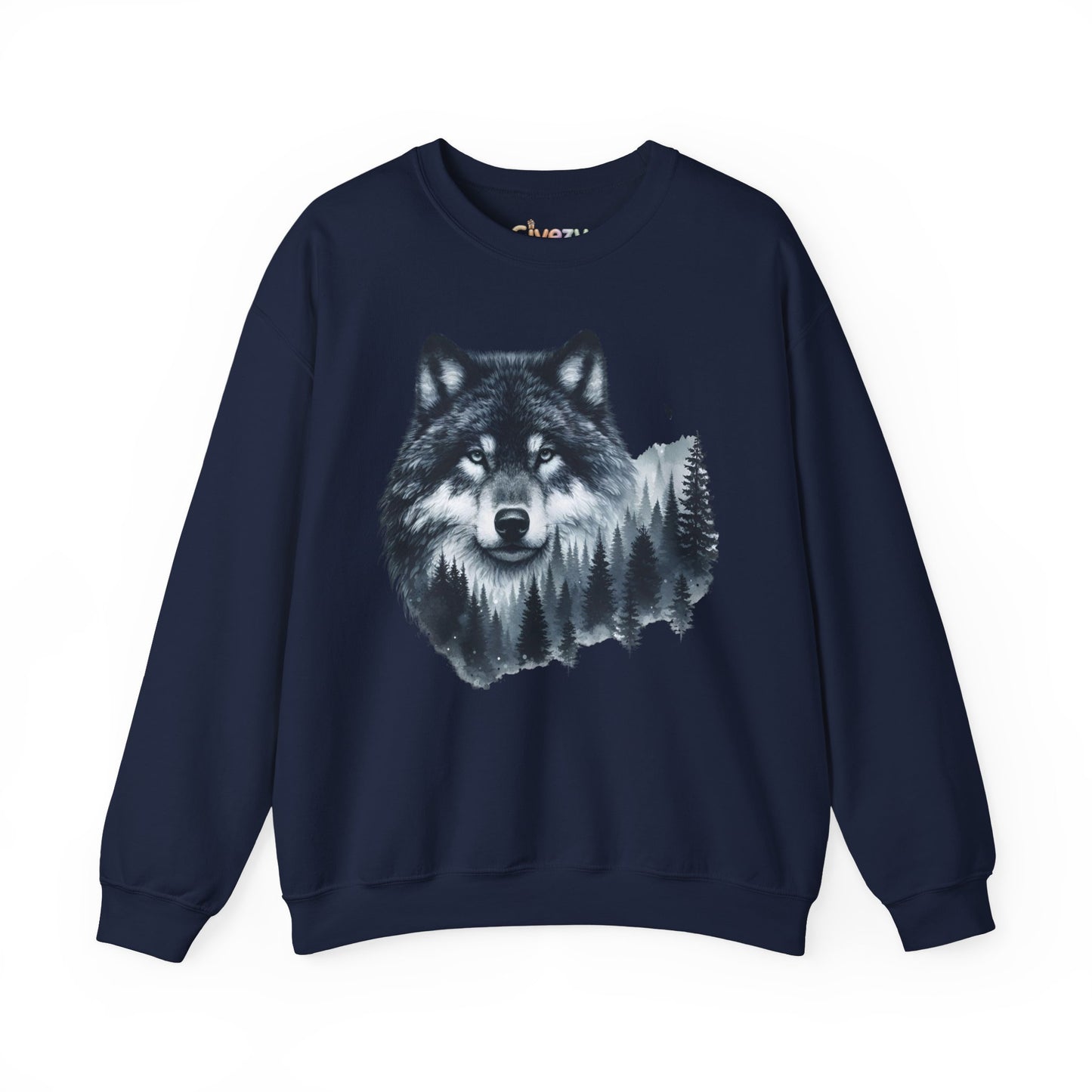 Mitternachtswolf Wald Unisex Rundhals-Sweatshirt