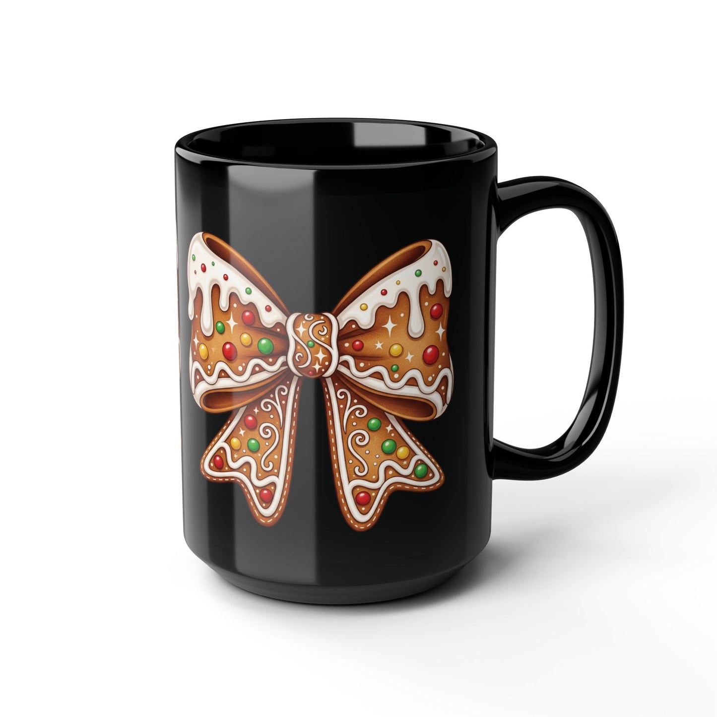 Gingerbread Bow - Black Mug (11oz/15oz)