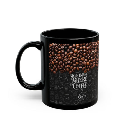 Nightmare Before Coffee - Beidseitig bedruckte schwarze Tasse (325ml/440ml)