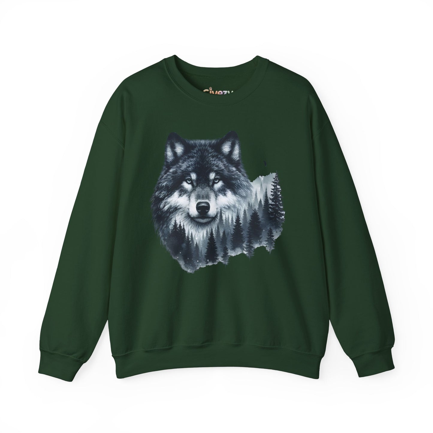 Mitternachtswolf Wald Unisex Rundhals-Sweatshirt