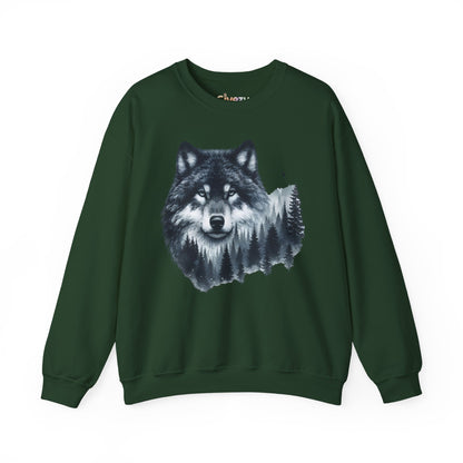 Mitternachtswolf Wald Unisex Rundhals-Sweatshirt