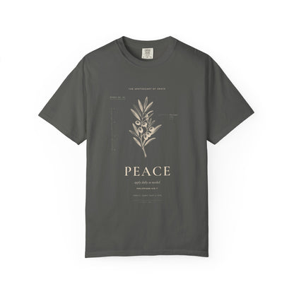 Peace - Vintage Botanical Scripture Unisex T-Shirt, Philippians 4:6-7 Bible Verse Tee, Christian Gift for Anxiety, Editorial Faith Apparel
