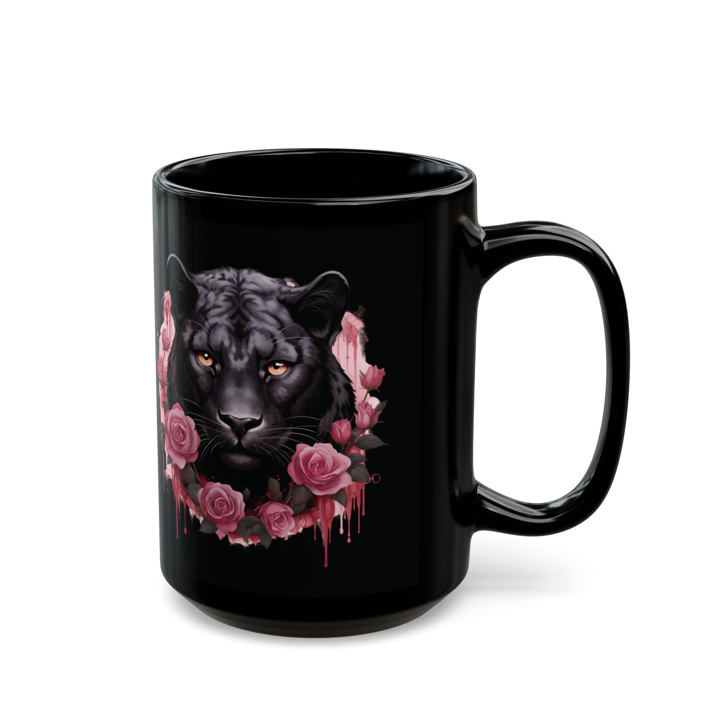 Panther Rose – Schwarze Tasse (325ml/444ml)