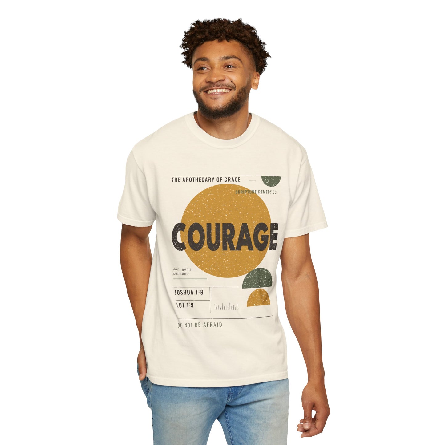 Courage - Retro Mid-Century Scripture Unisex T-Shirt, Joshua 1:9 Bible Verse Tee, Christian Gift for Hard Times, Modern Graphic Faith Apparel