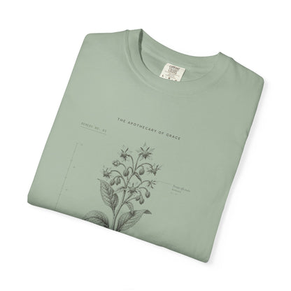 Courage - Vintage Botanical Scripture Unisex T-Shirt, Joshua 1:9 Bible Verse Tee, Christian Gift for Hard Times, Editorial Faith Apparel