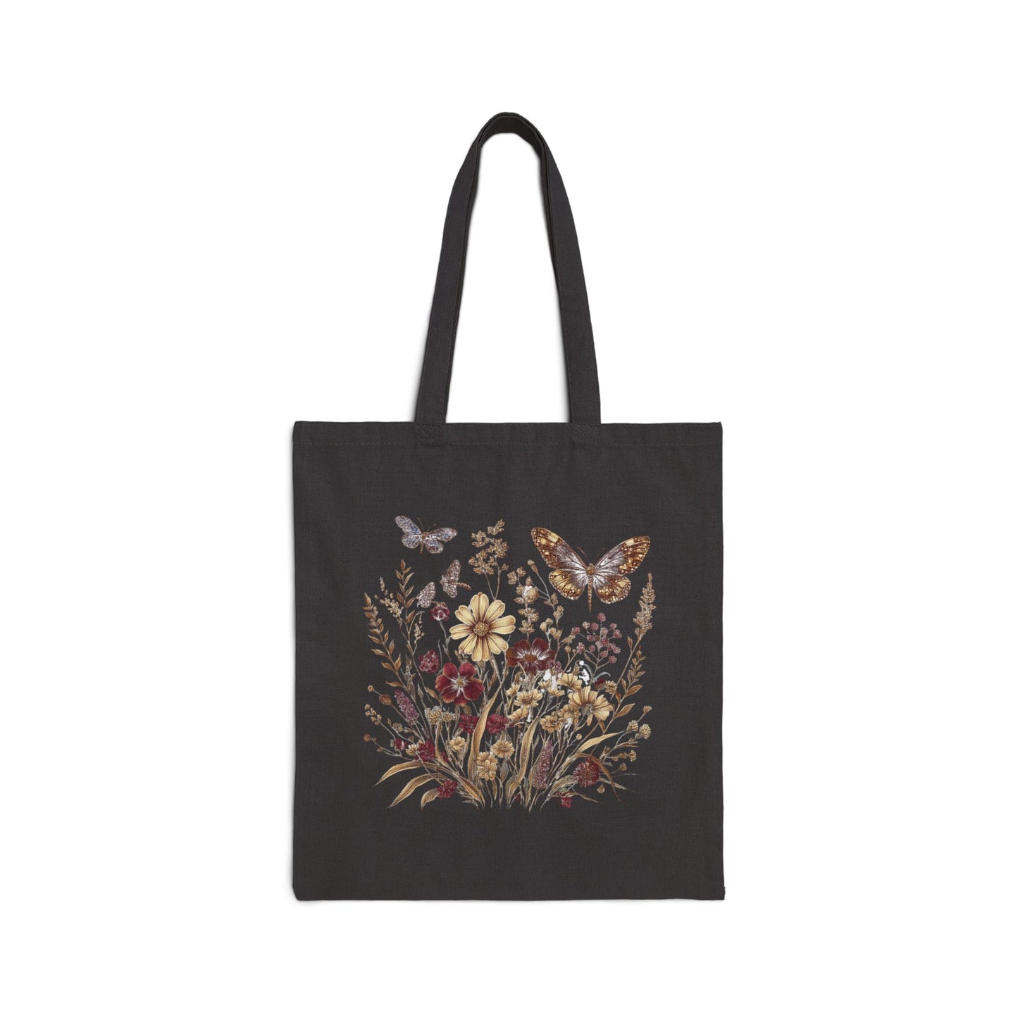 Wildflower, Sunflower & Butterfly - Canvas Tote Bag (2 Colors)