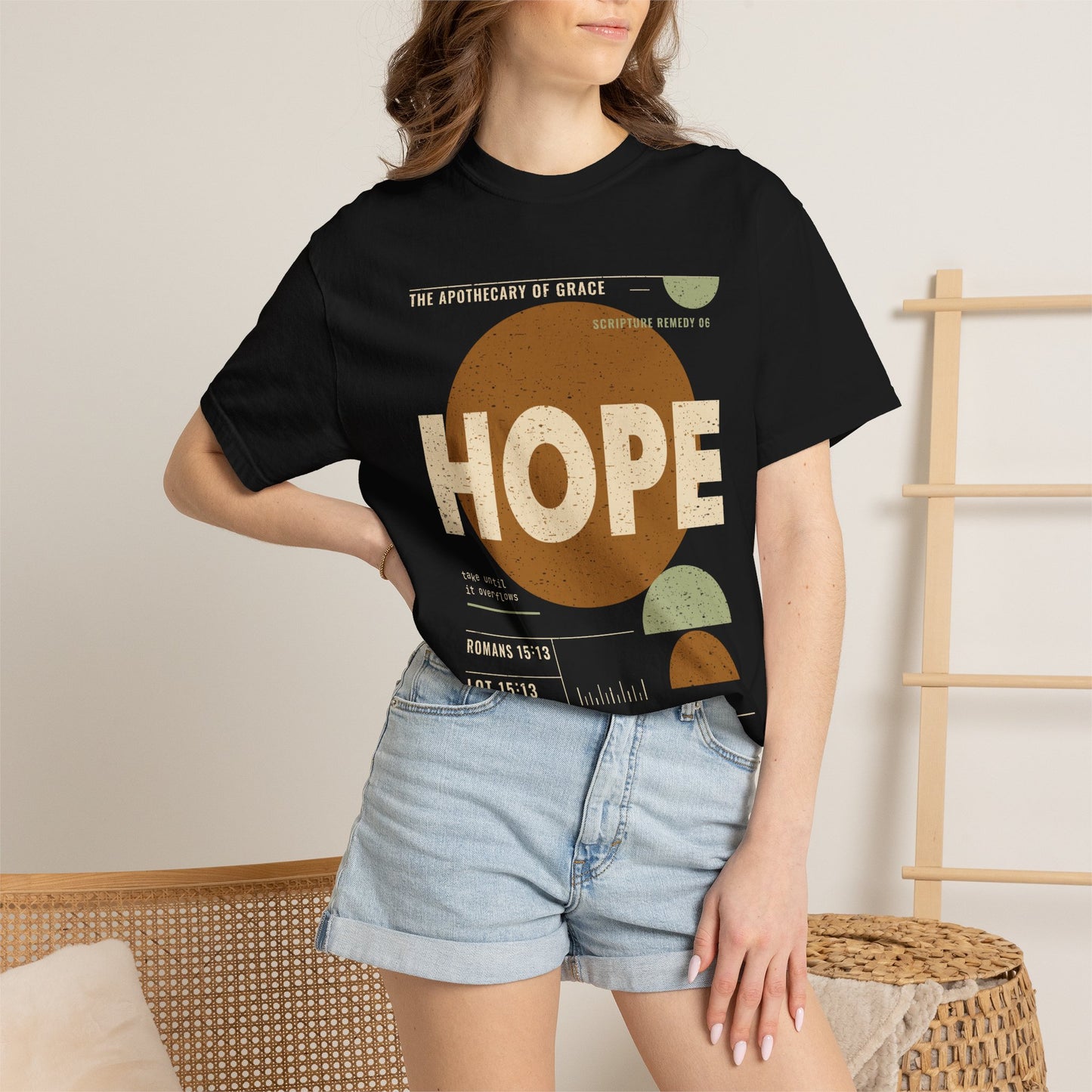 Hope - Retro Mid-Century Scripture Unisex T-Shirt, Romans 15:13 Bible Verse Tee, Christian Gift for Long Waits, Modern Graphic Faith Apparel