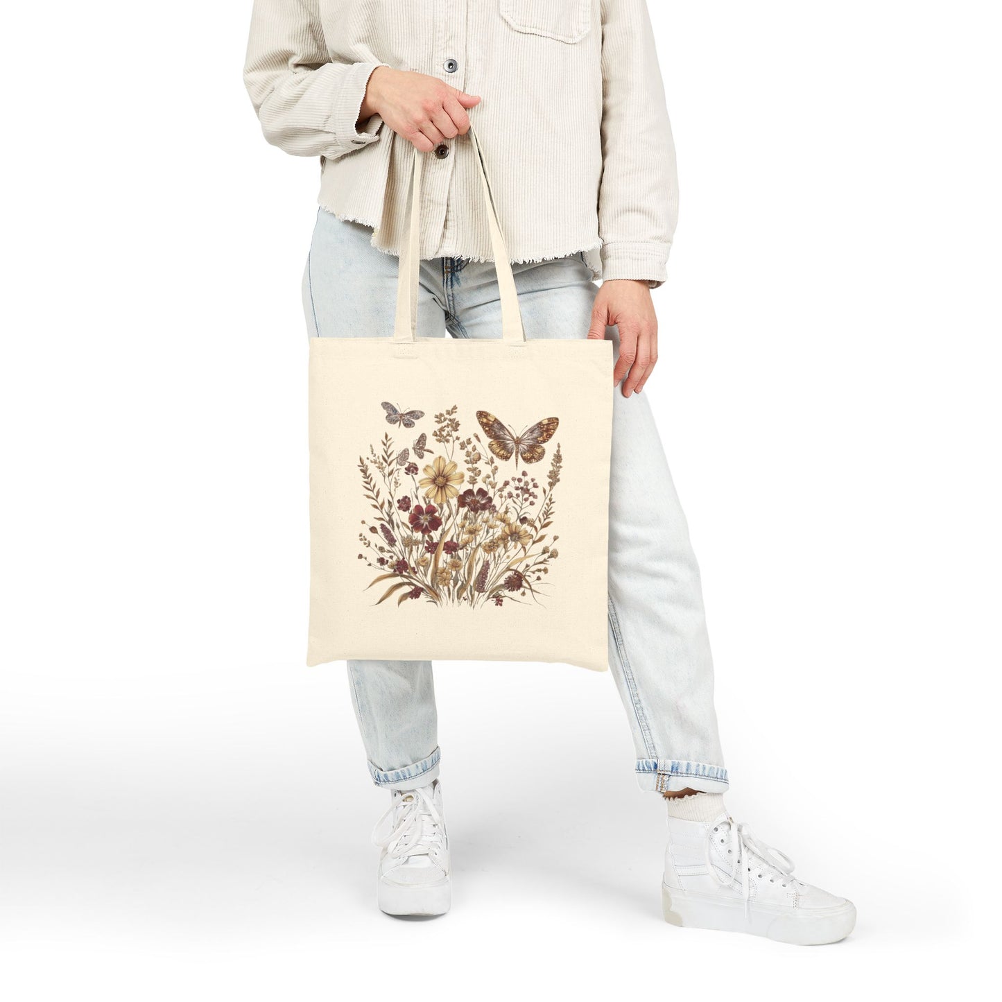 Wildflower, Sunflower & Butterfly - Canvas Tote Bag (2 Colors)
