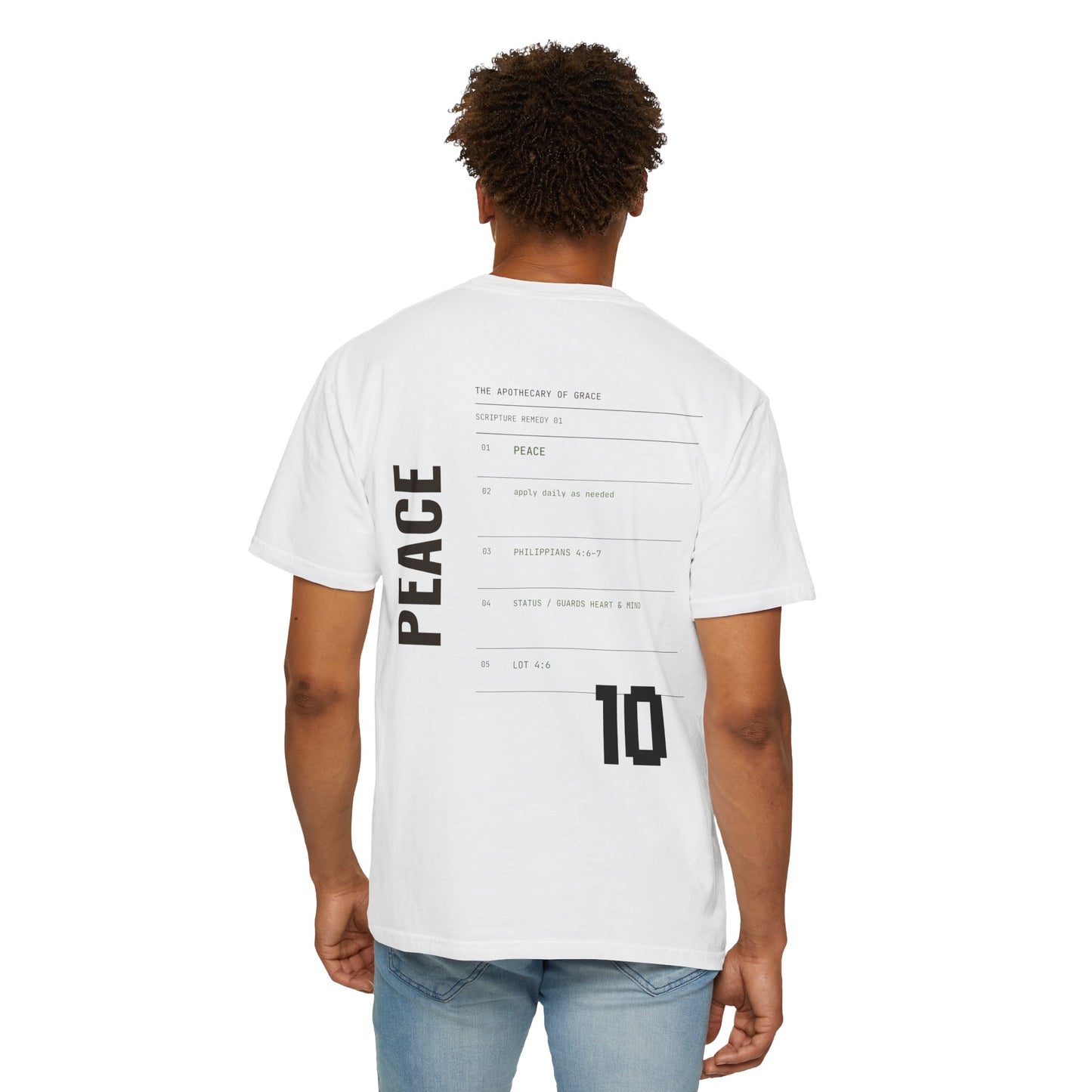 Peace - Personalized Number Scripture Unisex T-Shirt, Philippians 4:6-7 Bible Verse Tee, Christian Gift for Anxiety, Modern Streetwear Faith
