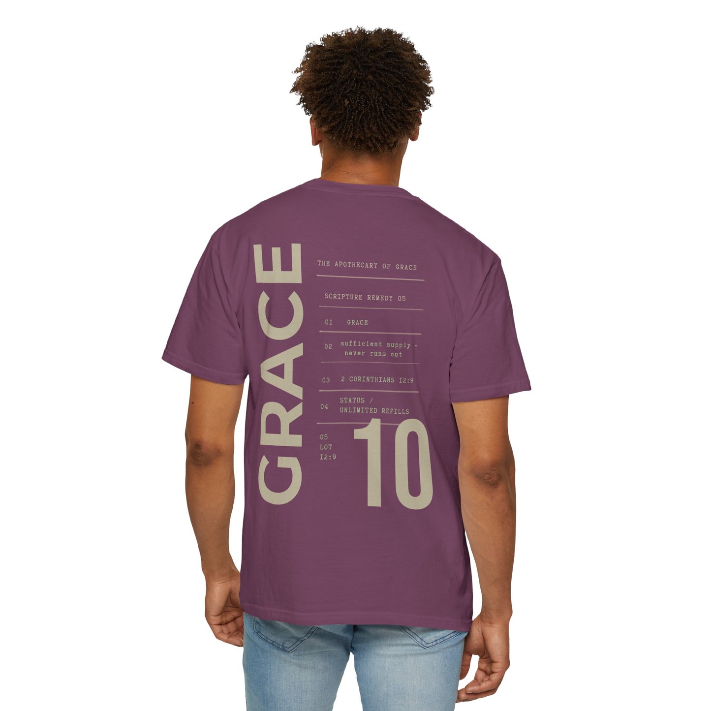 Grace - Personalized Number Scripture Unisex T-Shirt, 2 Corinthians 12:9 Bible Verse Tee, Christian Gift for Recovery, Modern Streetwear Faith