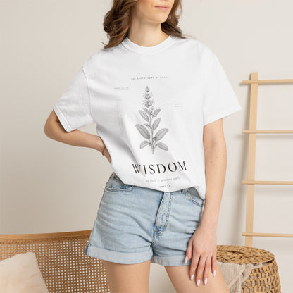 Wisdom - Vintage Botanical Scripture Unisex T-Shirt, James 1:5 Bible Verse Tee, Christian Gift for Graduation, Editorial Faith Apparel