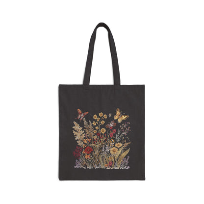 Wildblume & Schmetterling – Canvas-Einkaufstasche (2 Farben)