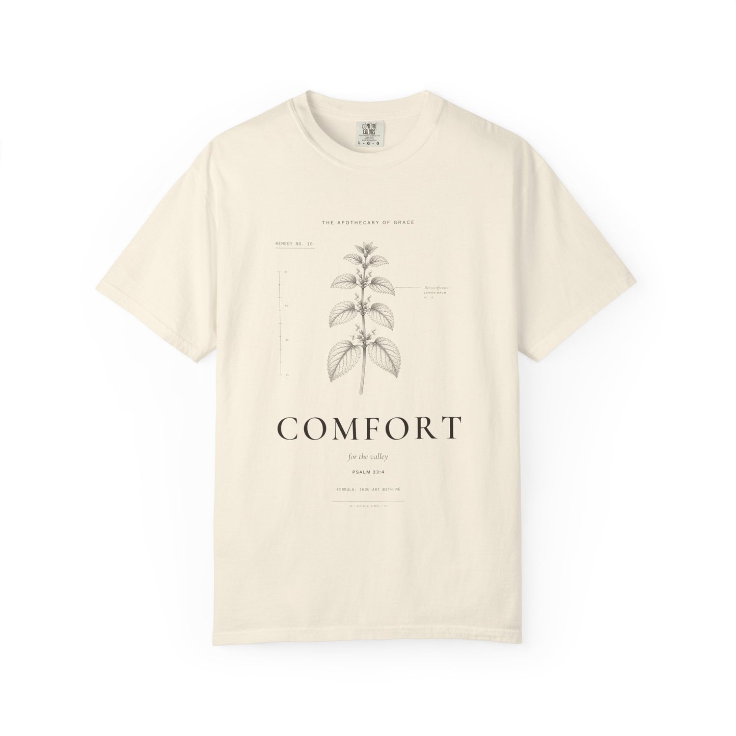 Comfort - Vintage Botanical Scripture Unisex T-Shirt, Psalm 23:4 Bible Verse Tee, Christian Gift for Grief, Editorial Faith Apparel