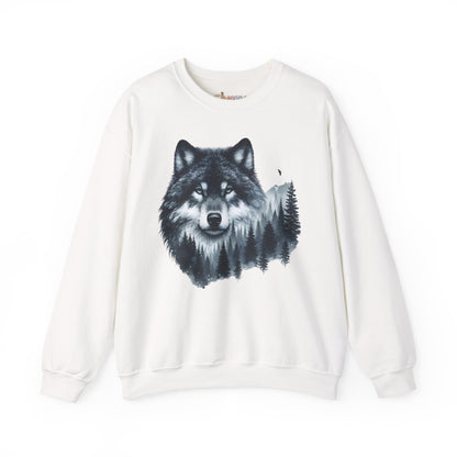 Mitternachtswolf Wald Unisex Rundhals-Sweatshirt