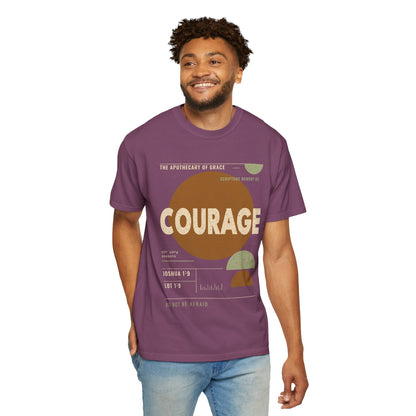 Courage - Retro Mid-Century Scripture Unisex T-Shirt, Joshua 1:9 Bible Verse Tee, Christian Gift for Hard Times, Modern Graphic Faith Apparel