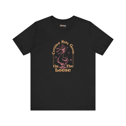 Zertifizierte „Verrückte Gans auf freiem Fuß“ — Unisex-Grafik-T-Shirt