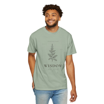 Wisdom - Vintage Botanical Scripture Unisex T-Shirt, James 1:5 Bible Verse Tee, Christian Gift for Graduation, Editorial Faith Apparel