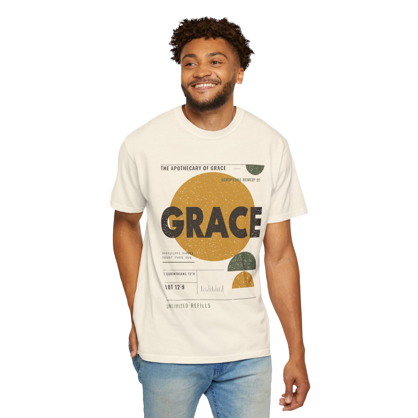 Grace - Retro Mid-Century Scripture Unisex T-Shirt, 2 Corinthians 12:9 Bible Verse Tee, Christian Gift for Recovery, Modern Graphic Faith Apparel